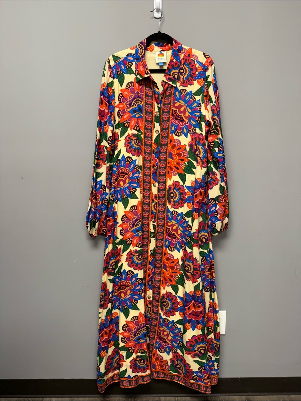 Farm Rio Long-Sleeve Button-Front Midi Dress - Picture 4 of 7